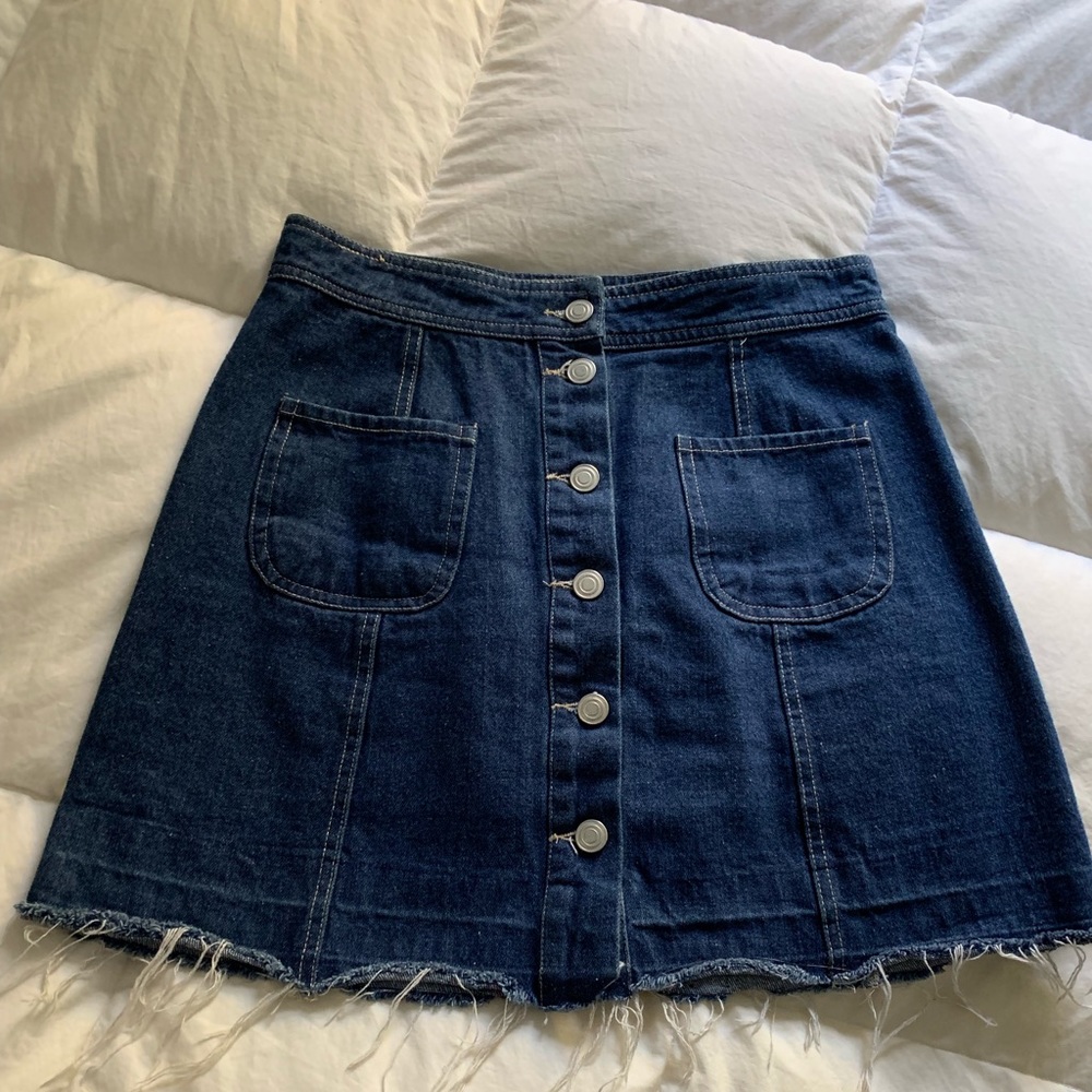 High waisted denim skirt